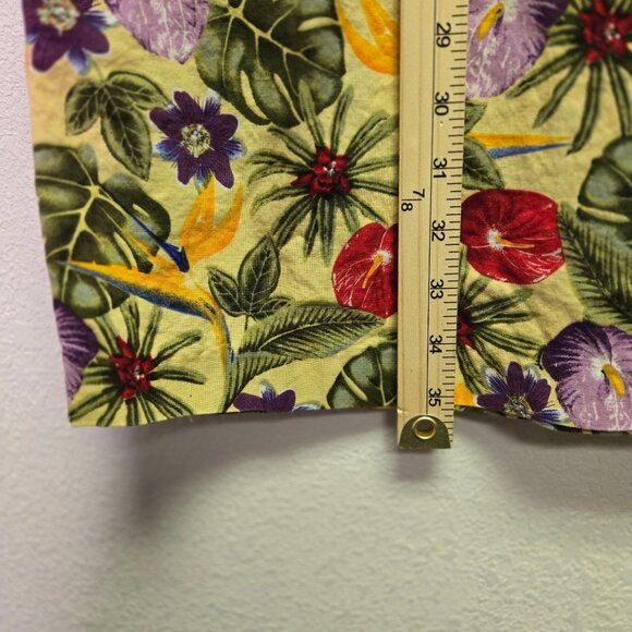 Vintage Tropical Floral Faux Wrap High-Waist Skirt Button & Zip Closure - Picture 10 of 13